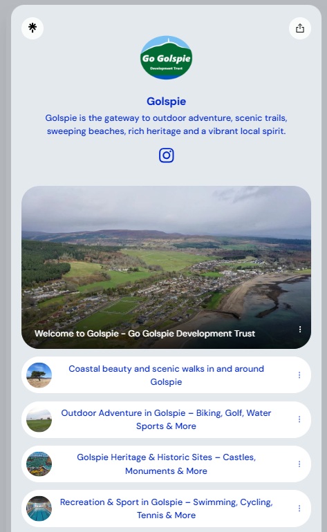 Screenshot of Go Golspie linktree page