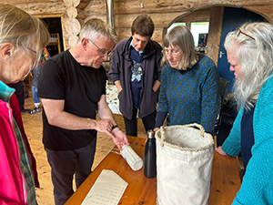 Craft group ‘Branching Out’ viewing the Grace sail-build to pick up some sailmakers' hand-work techniques. Photo credit: Mark Shiner. Craft group ‘Branching Out’ viewing the Grace sail-build to pick up some sailmakers' hand-work techniques. Photo credit: Mark Shiner.