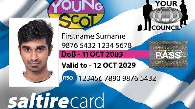 Example of a Young Scot Card that is a specimen and shows a clear image of the person along with the details of the card being readable